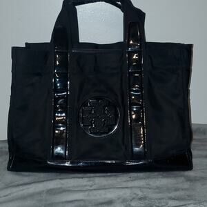 Tory Burch Black Nylon and Leather Ella Tote EUC